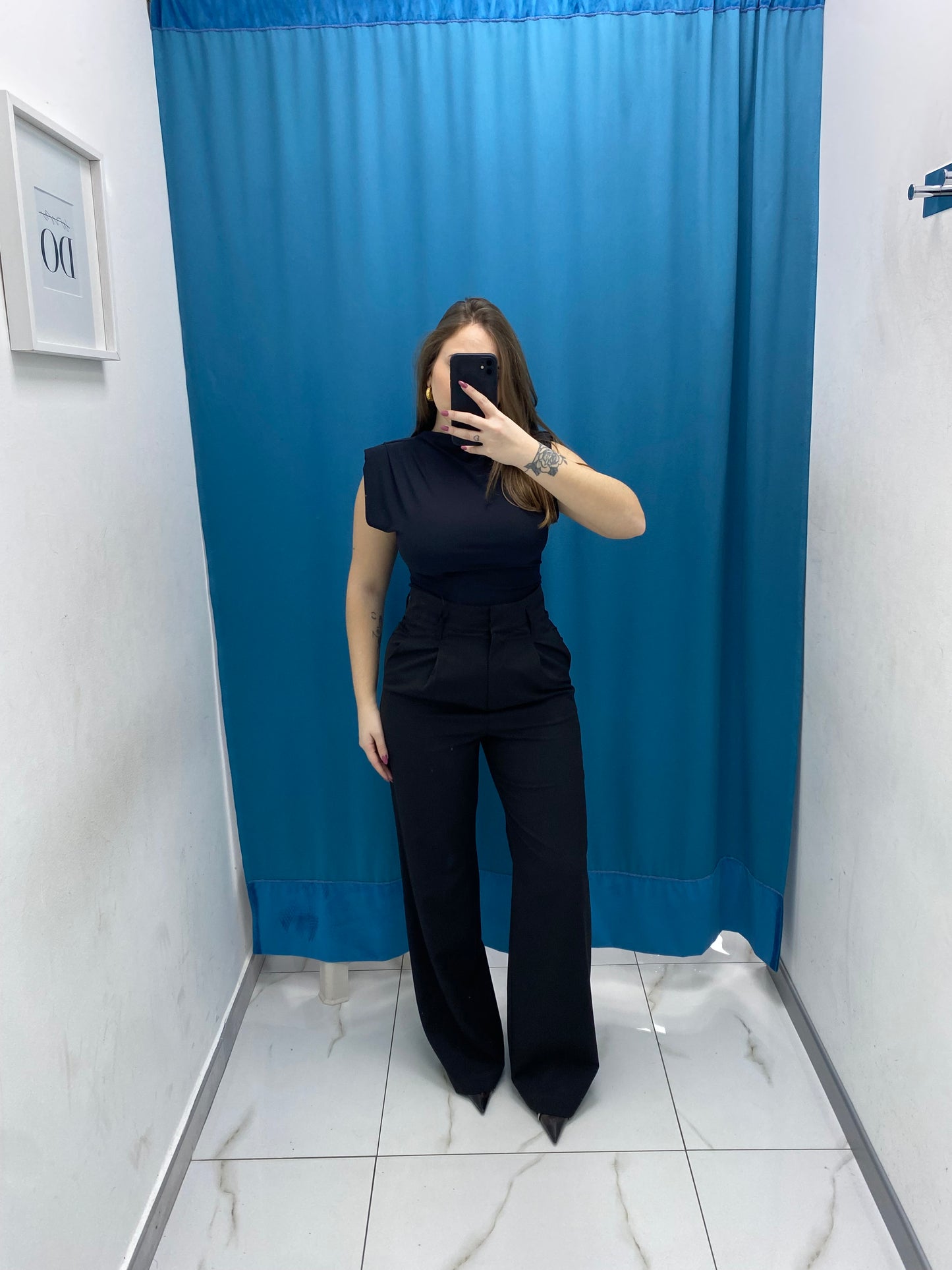 Pantalone vita alta full length nero