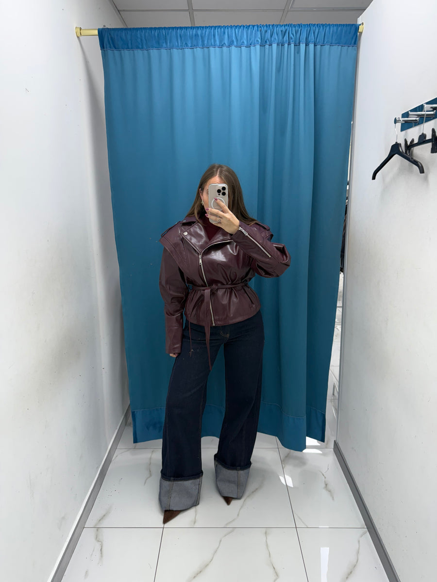 VITELLO — Giubbino Lucido con Cintura-6673