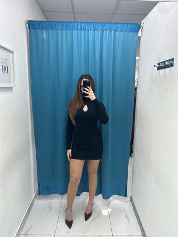 Vestito a costine con scollo 24975