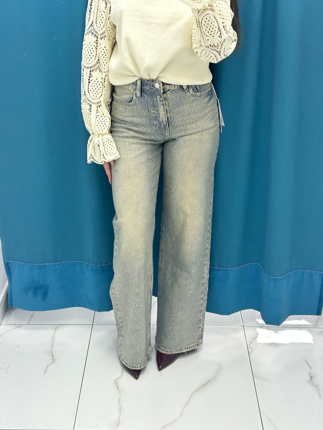 Jeans sabbiato con brillantini 33322