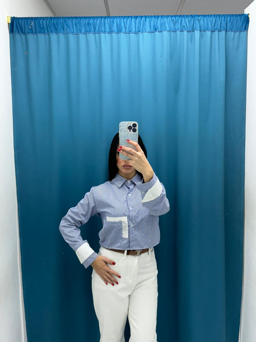 Camicia crop con brillantini 11342