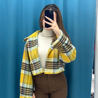 Giacca crop a quadri 6158