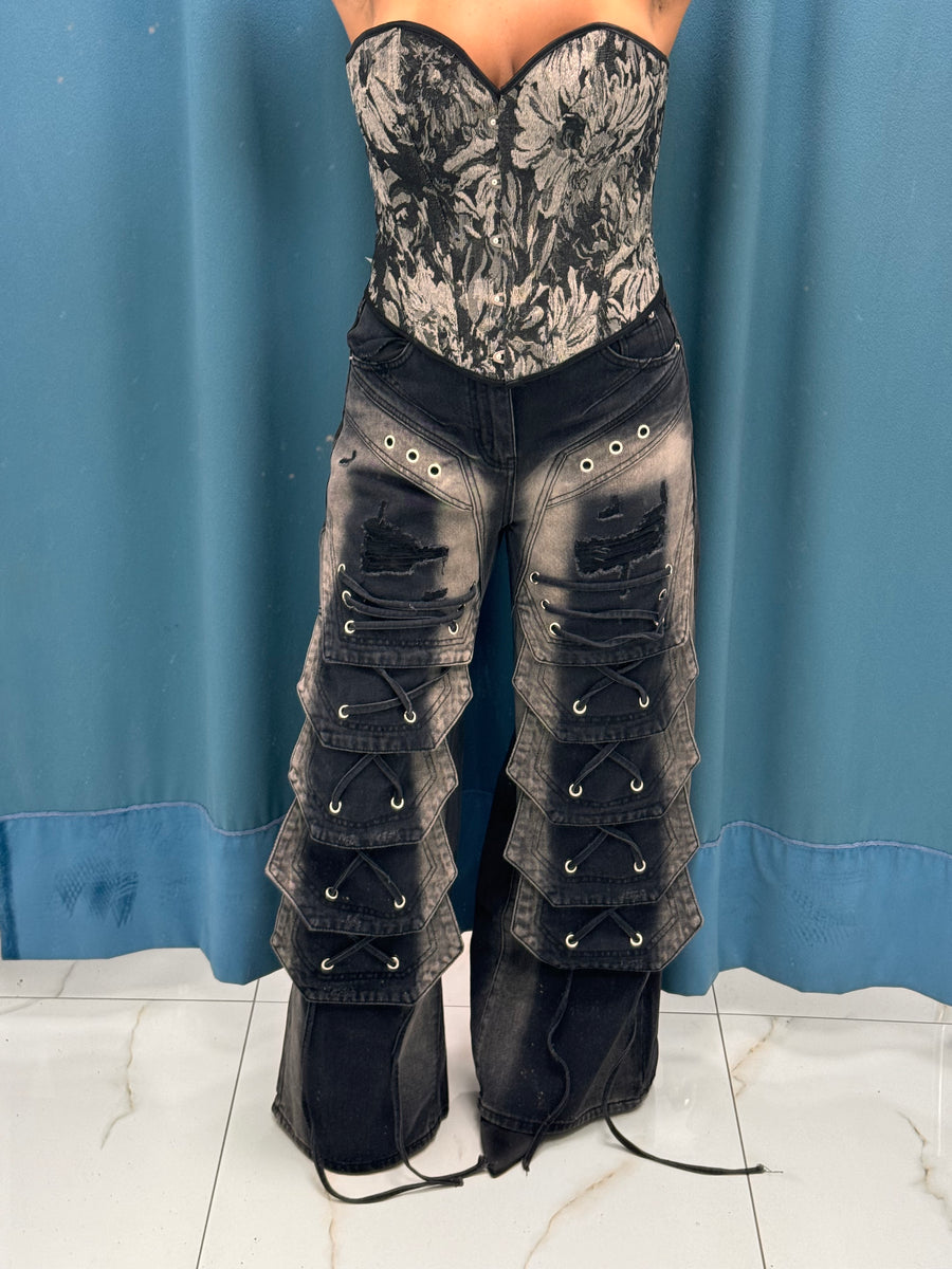 Jeans Wide Leg con Frange-22101