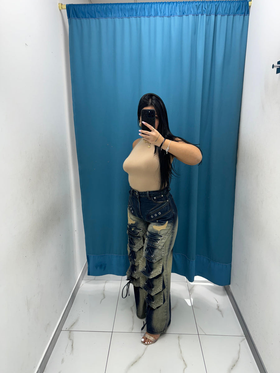 Jeans Wide Leg con Frange-22101
