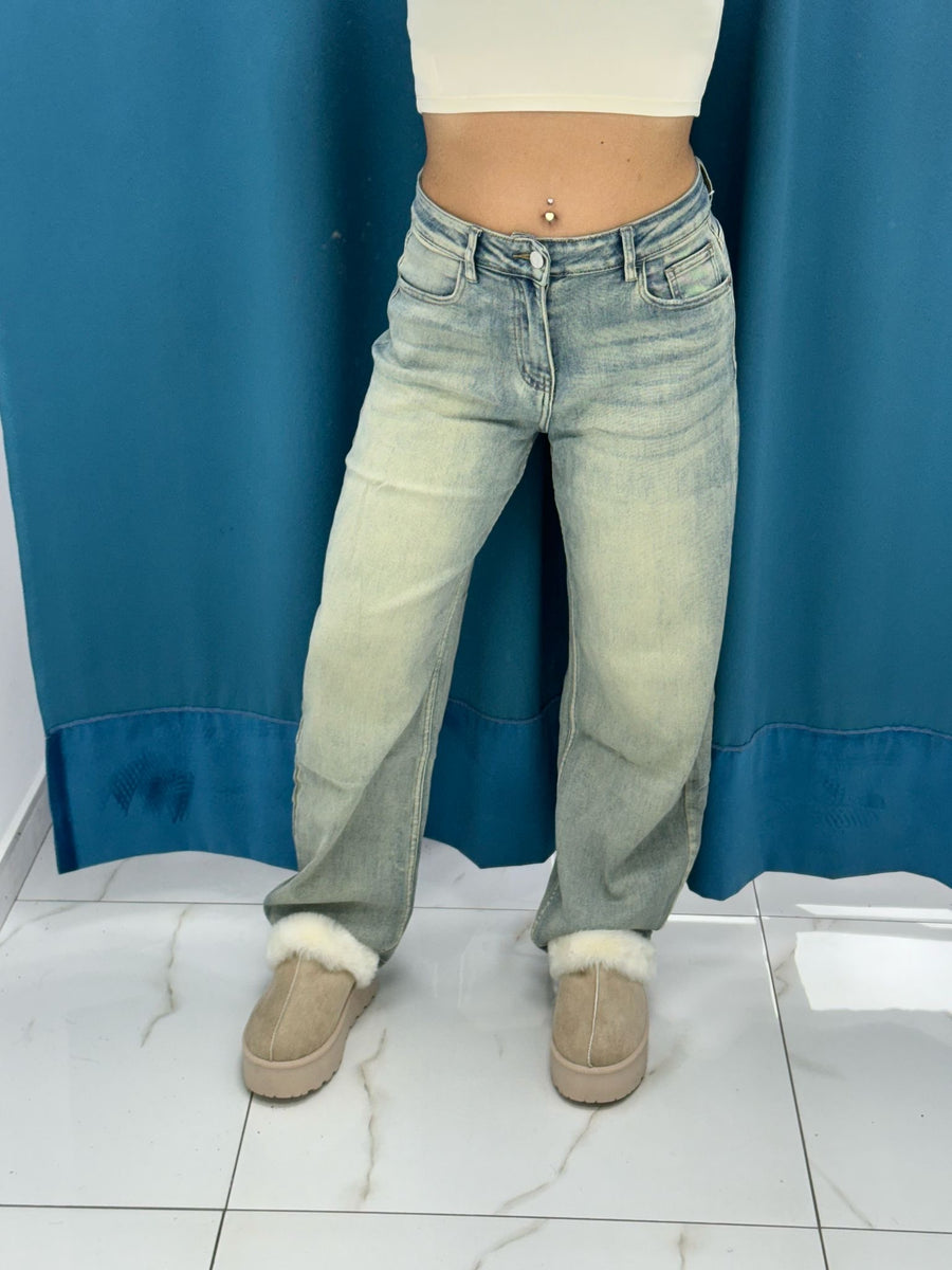 Jeans wide leg sabbiato 55382