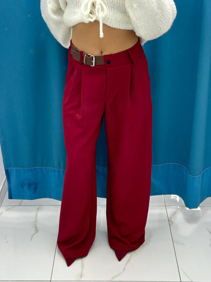 Pantalone wide leg con fibbia 90198