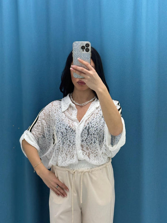 Camicia ricamata a mezze maniche 11653