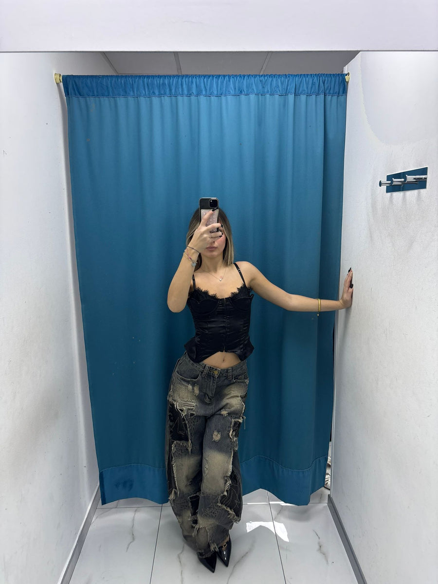 Corsetto Satin Noir 2815