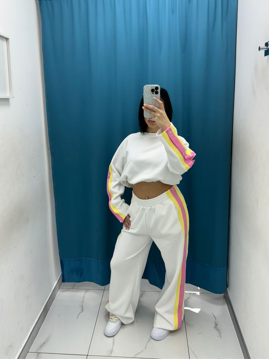 Coordinato felpa e pantalone con spacco 19051