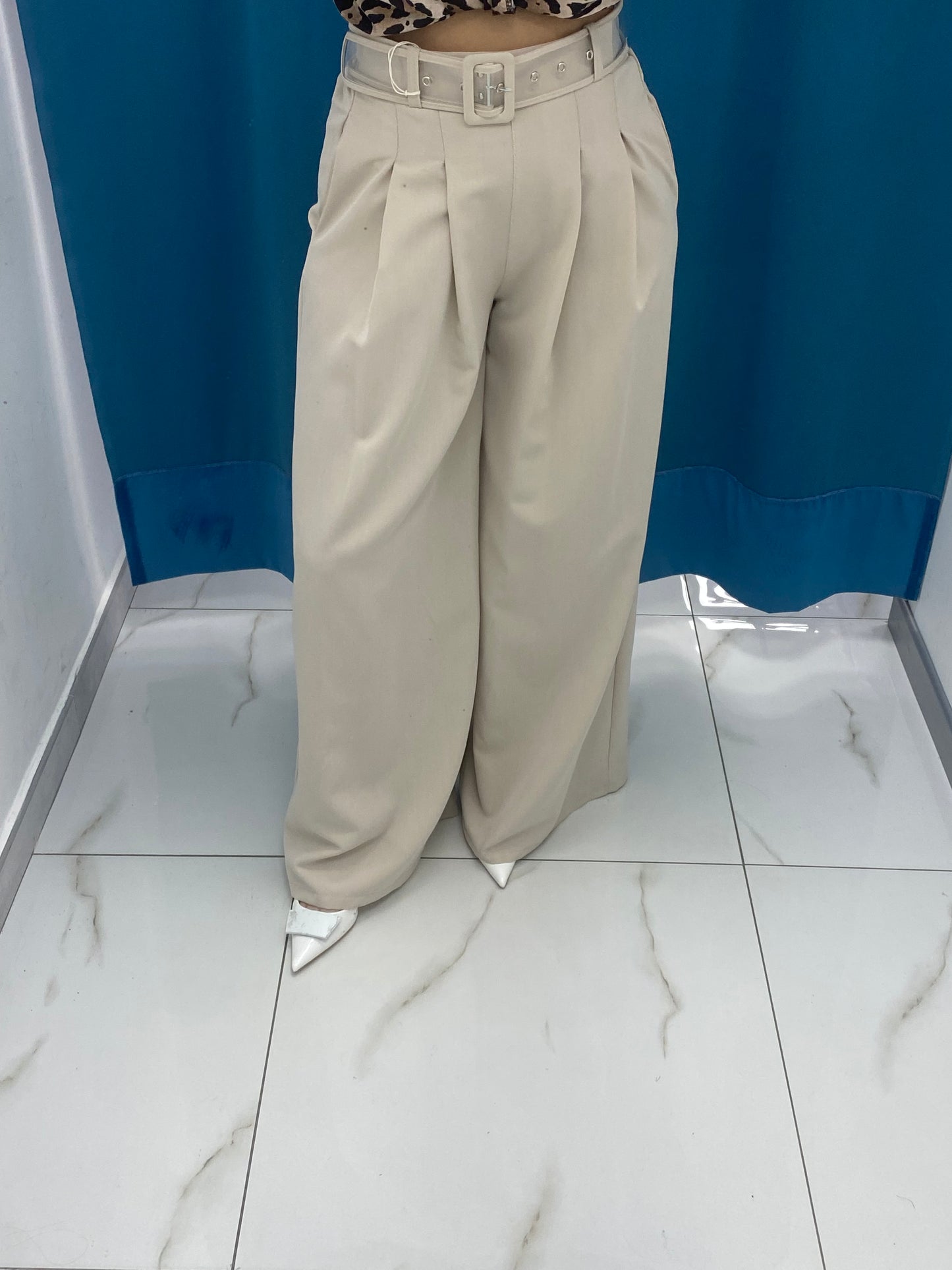 Pantalone wide leg con cintura 18065