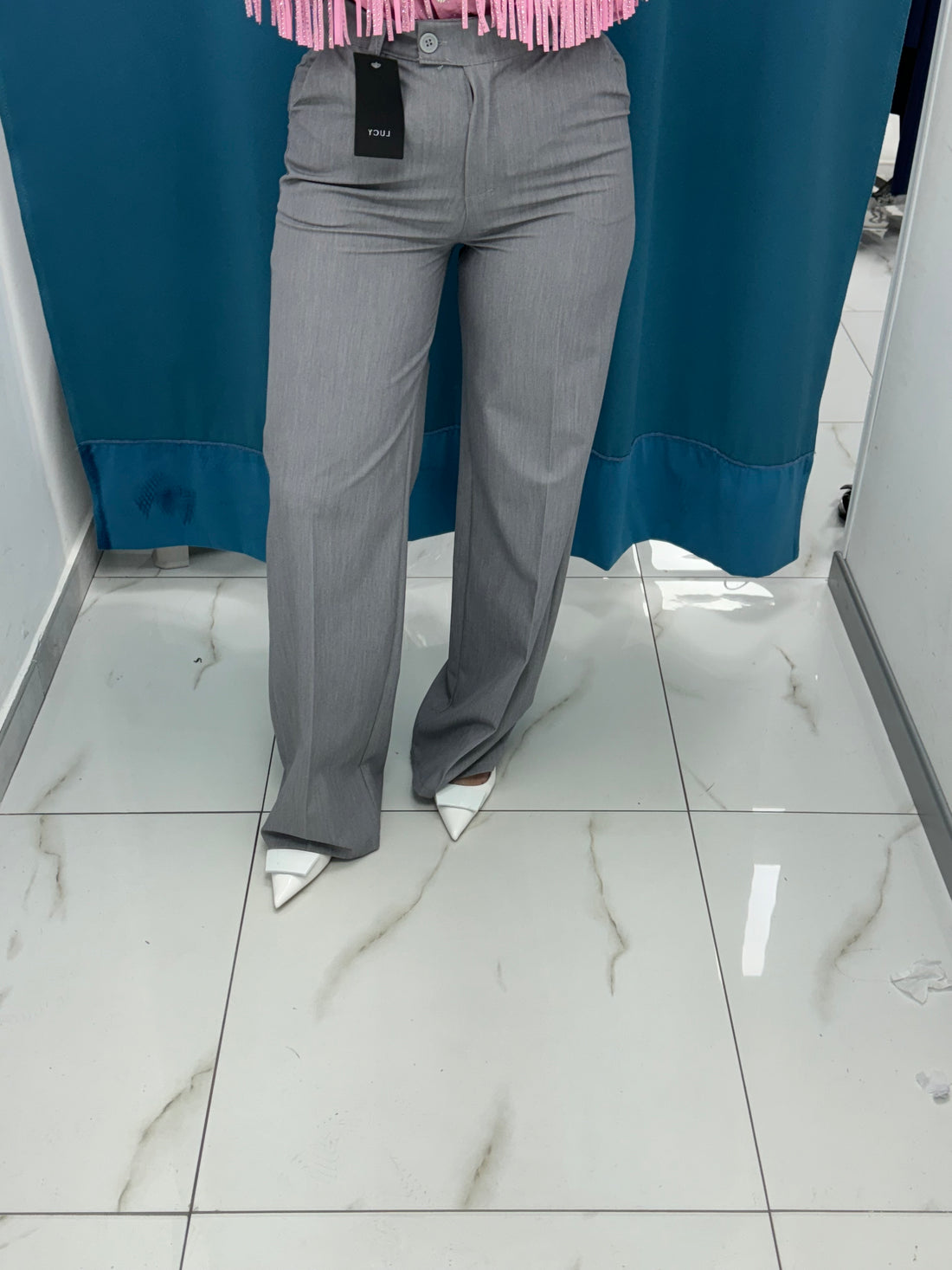 Pantalone wide leg grigio 2892