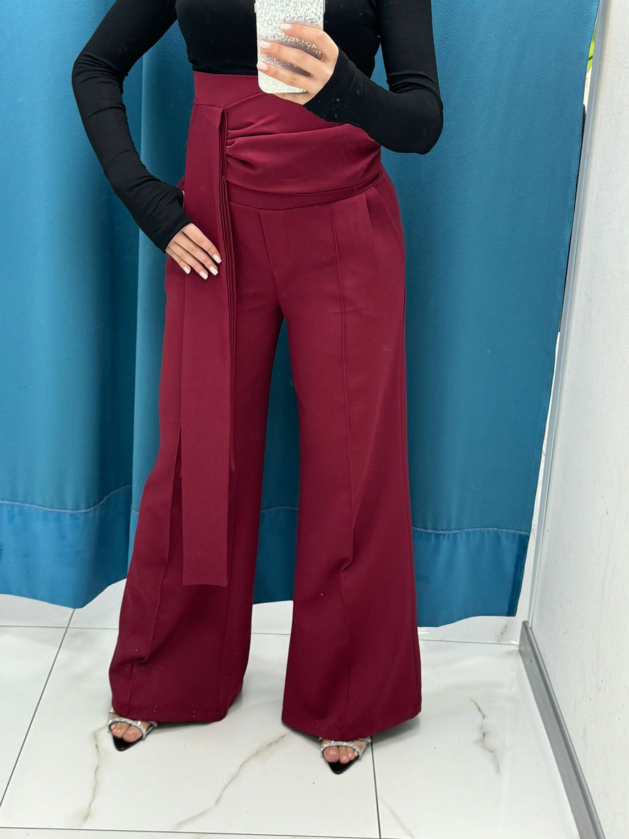 Pantalone con fascia bordeaux 16067