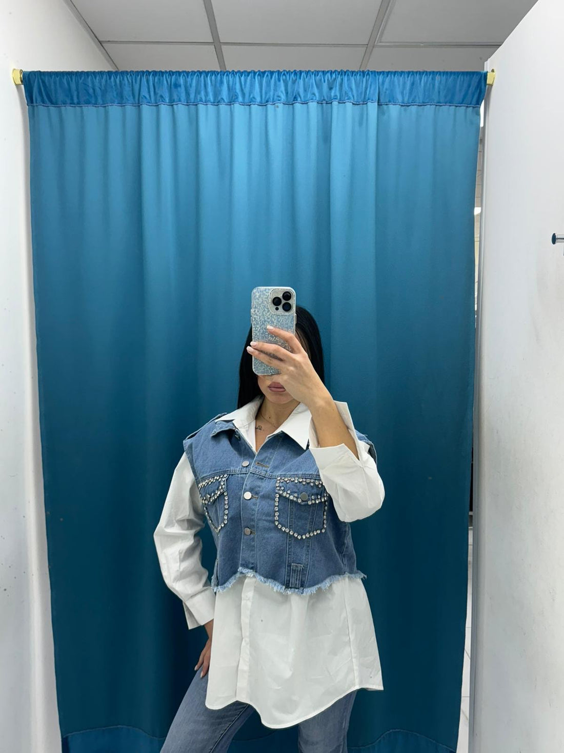 Camicia con gilet in denim 0648