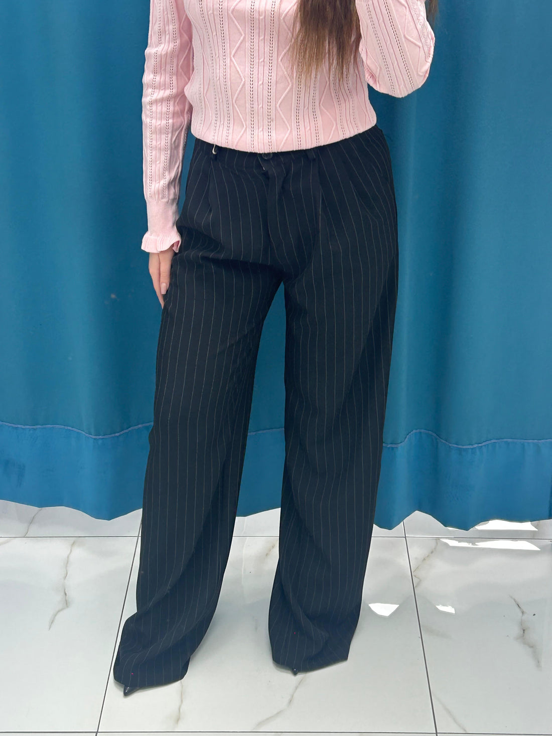 Pantalone a righe nero