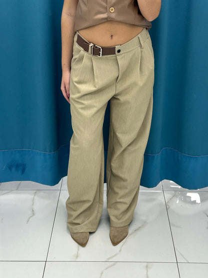 Pantalone wide leg con fibbia 90198