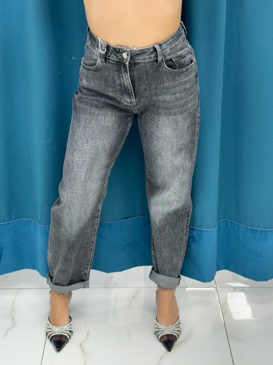 Jeans mom fit grigio 22313