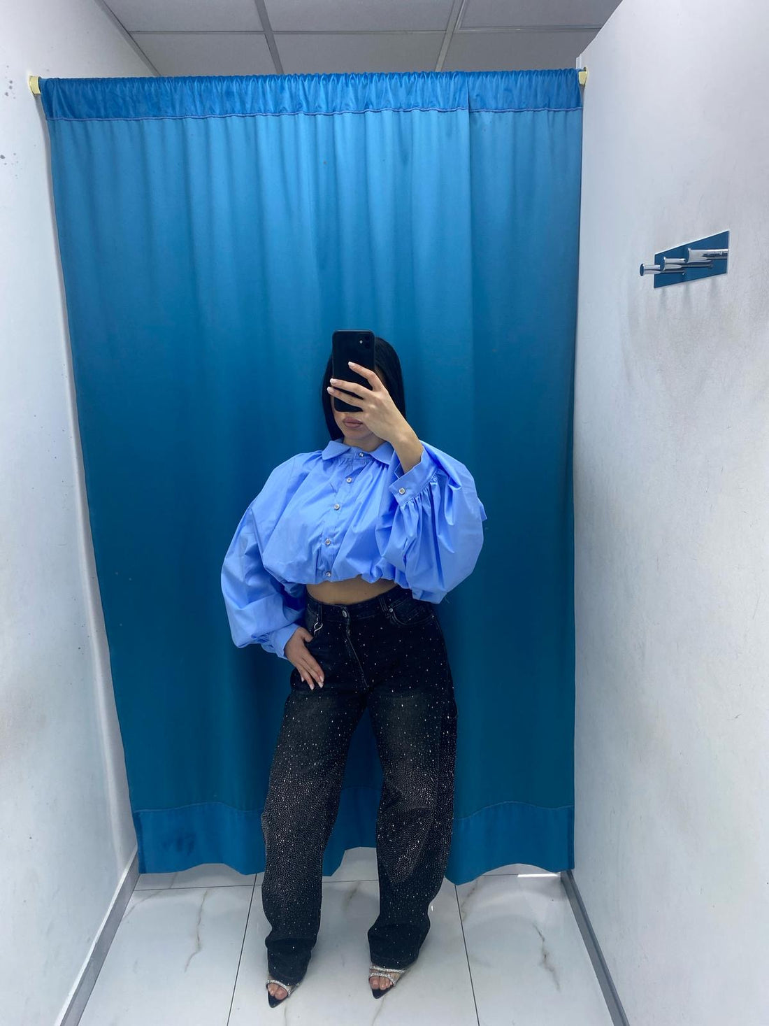 Jeans balloon shine nero 8705