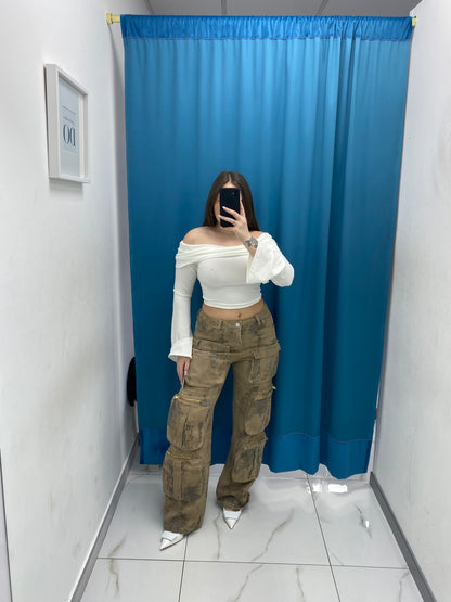 Jeans cargo shade beige 12020