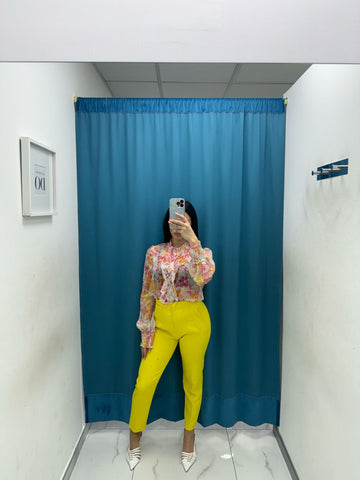 Pantalone slim fit giallo 8870