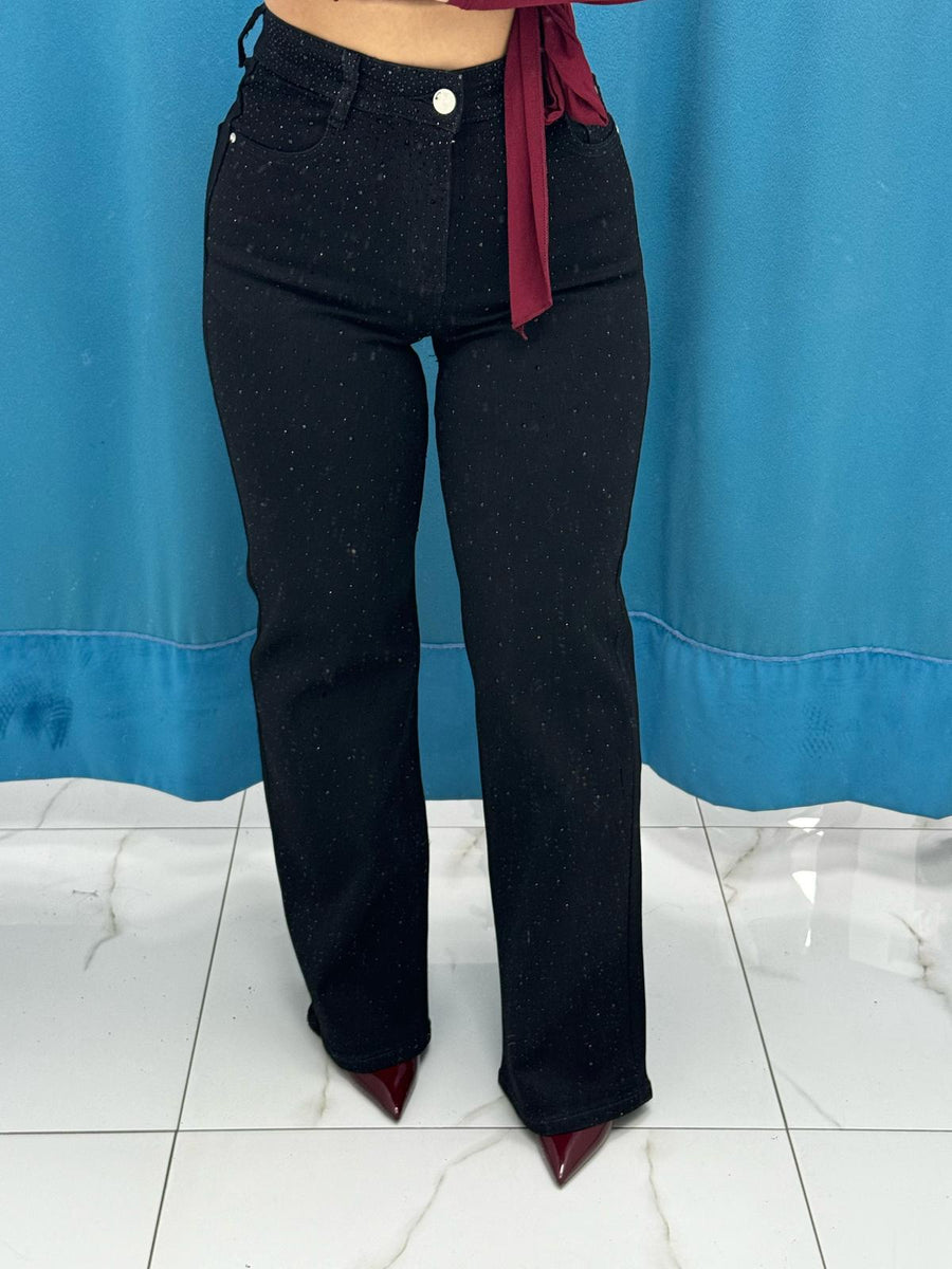 Jeans con brillantini nero 1241