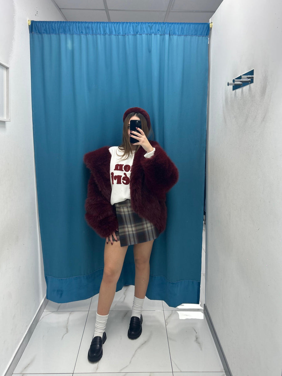 Gonna scozzese con bordeaux 36441