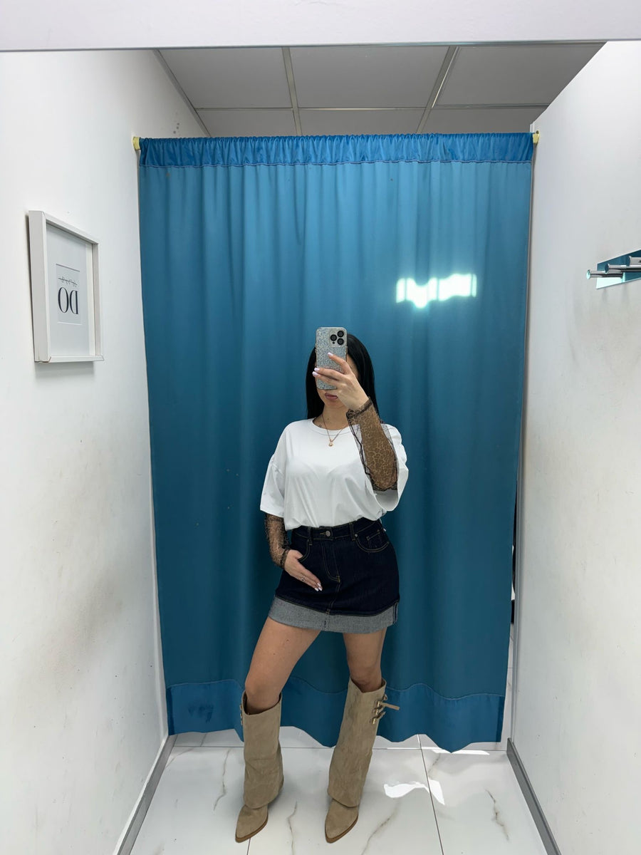 Gonna denim risvolto 1327