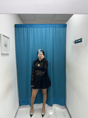 Vestito balloon con pizzo 135761