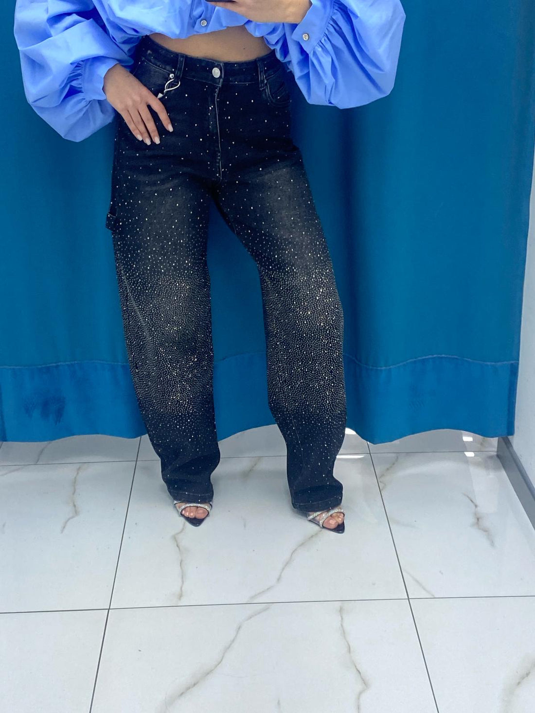 Jeans balloon shine nero 8705