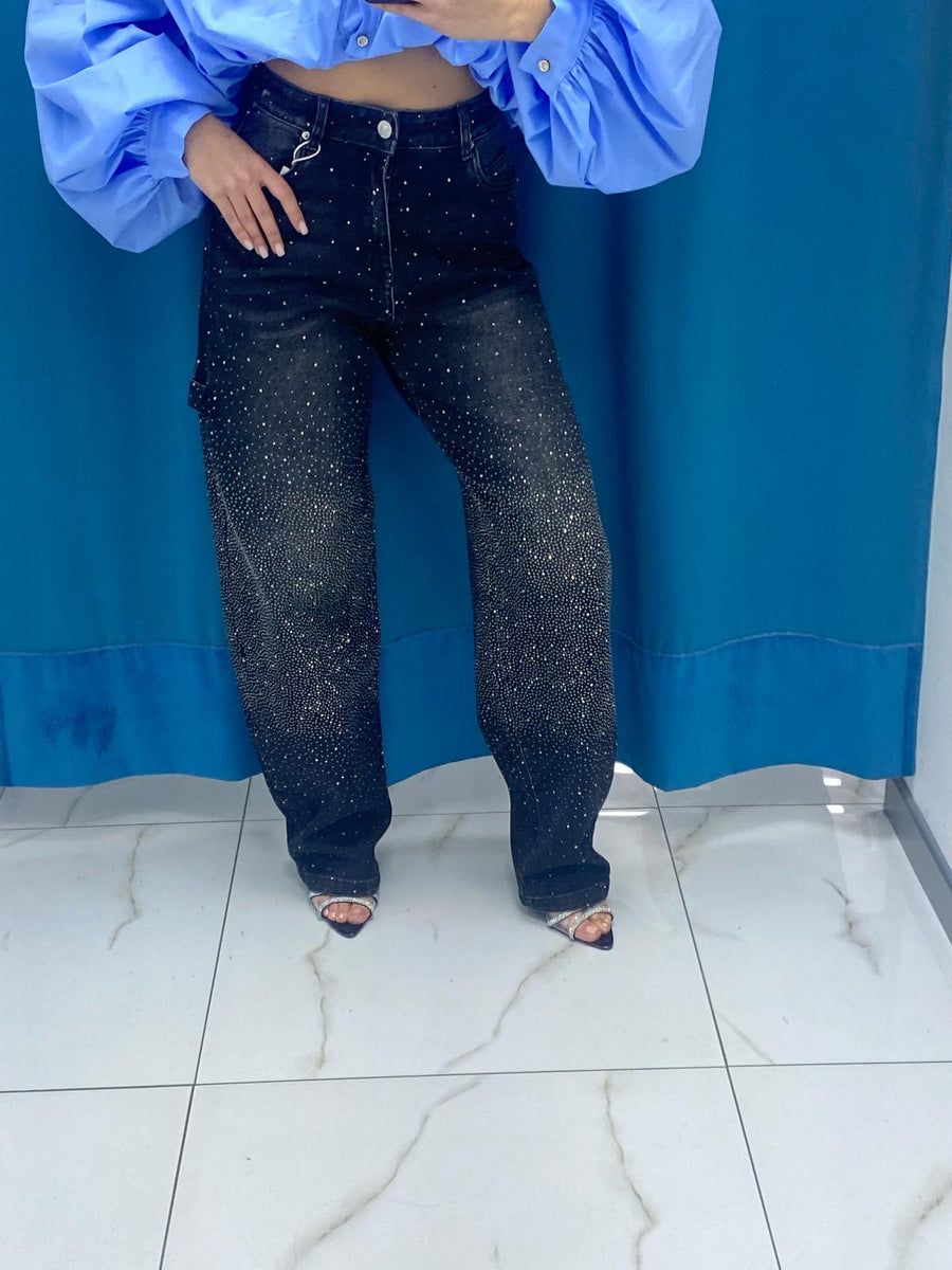 Jeans balloon shine nero 8705