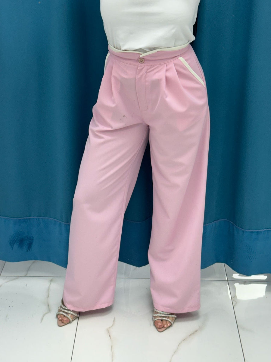 Pantalone wide leg rosa 9160