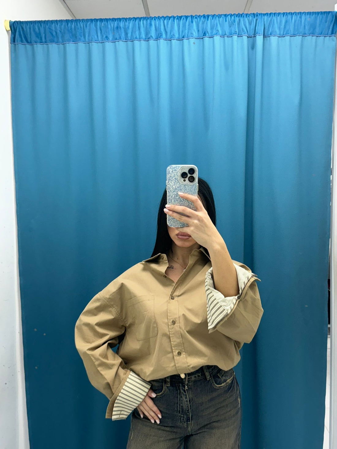 Giacca oversize beige Lumina 24091