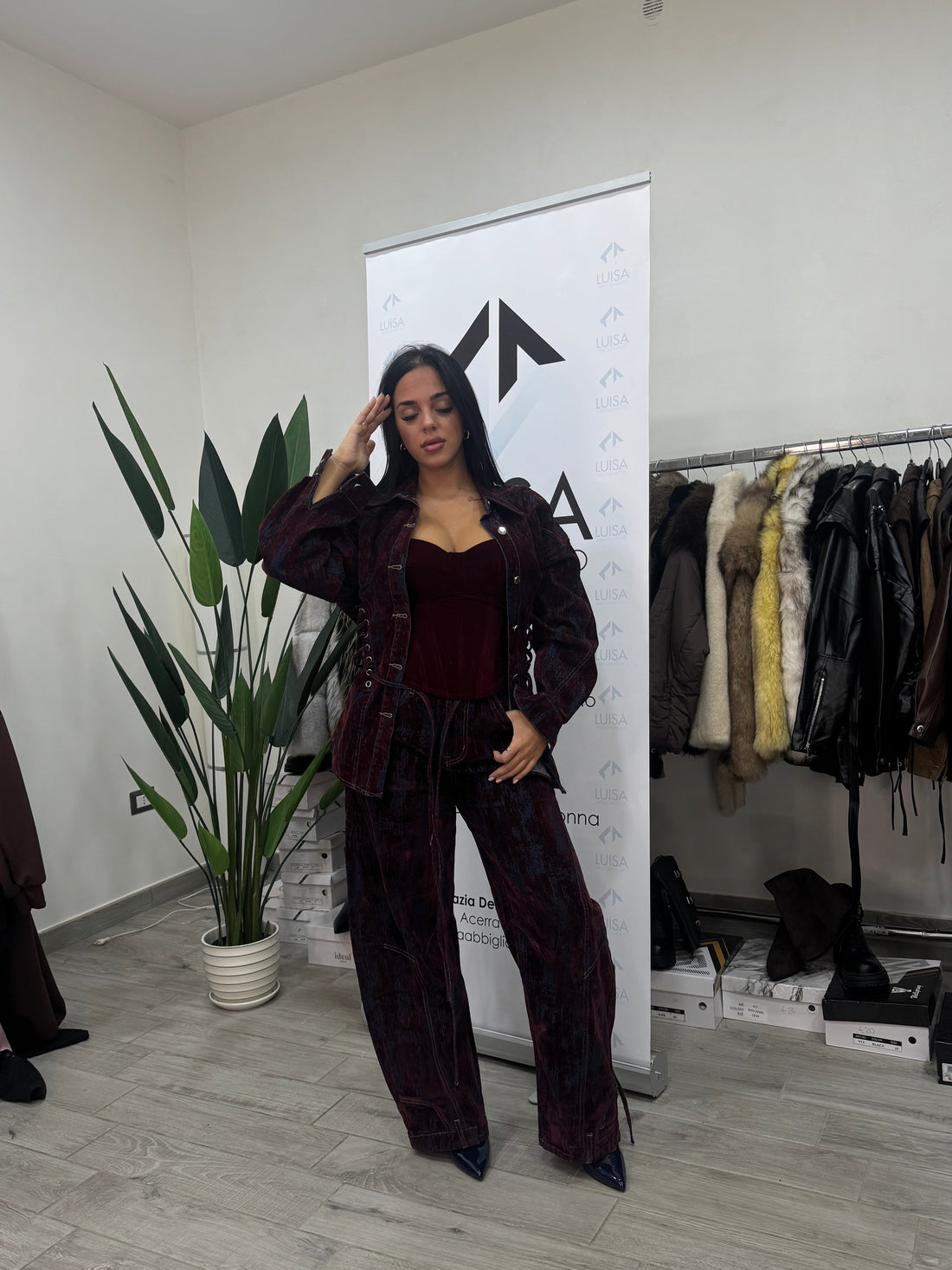 Crimson Velvet Corset - 6030