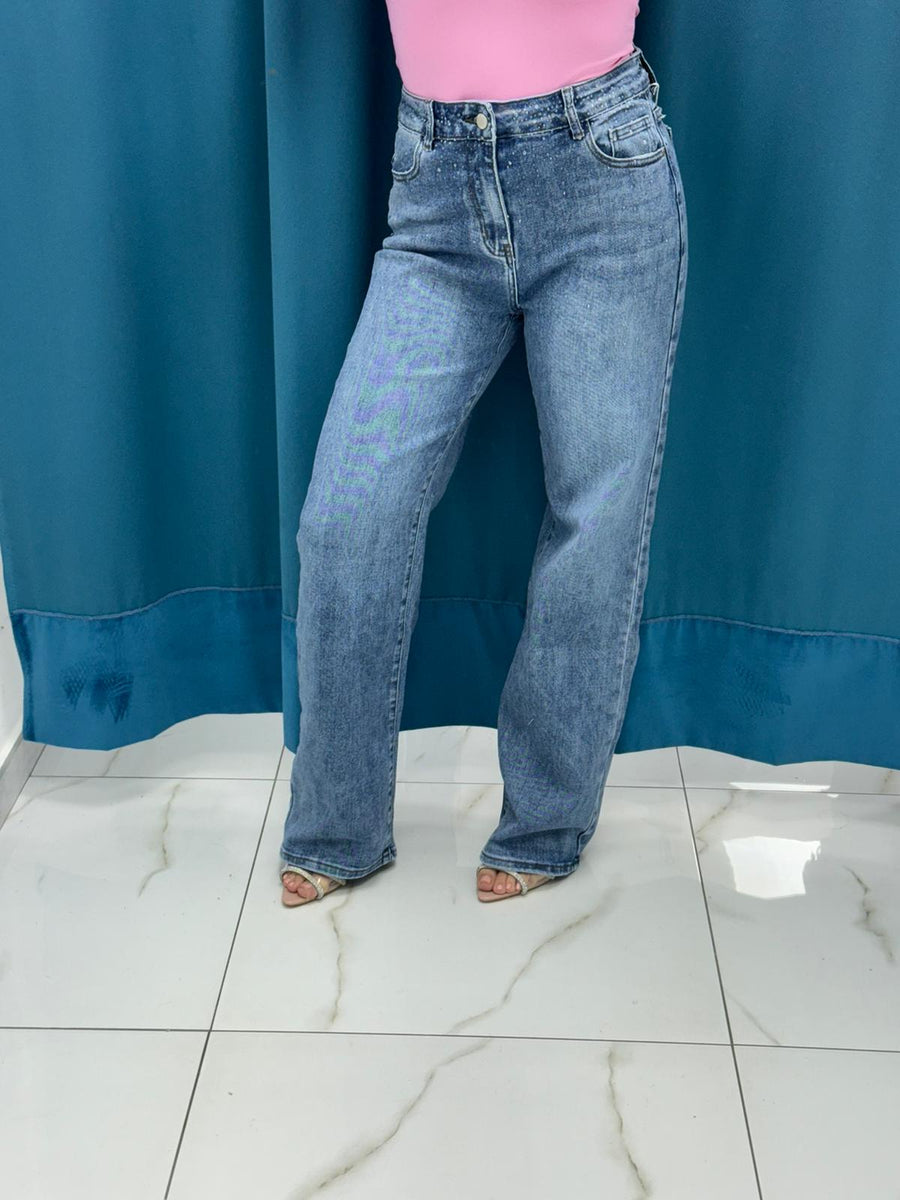 Jeans wide leg brillantini 3097