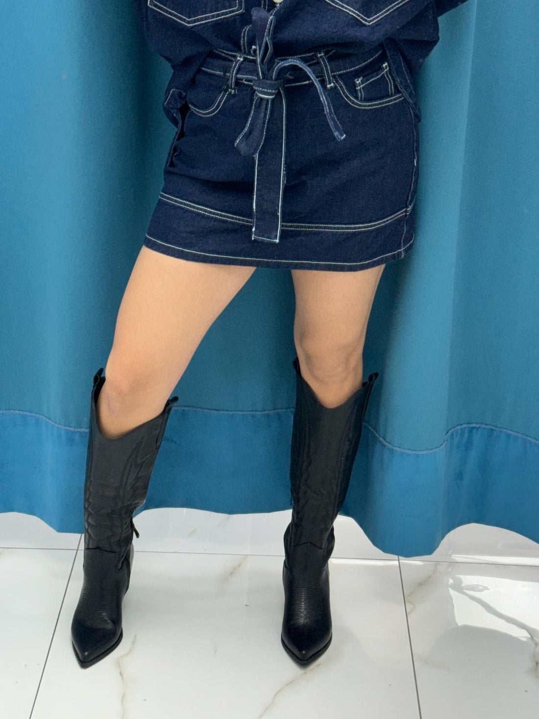 Coordinato camicia e gonna denim