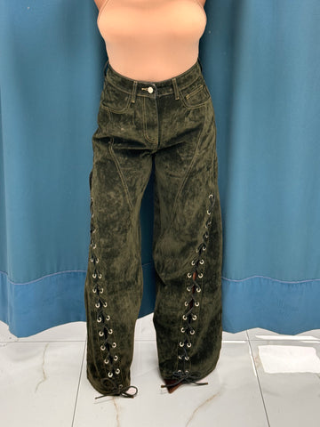 VERDÉLIA-Jeans in Velluto con Lacci-6633