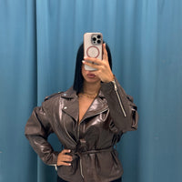 VITELLO — Giubbino Lucido con Cintura-6673