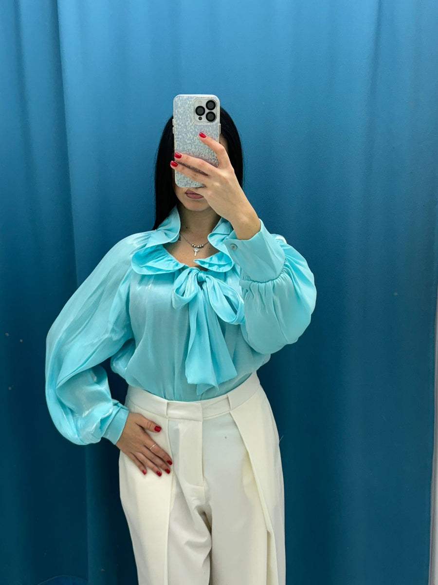 Camicia con colletto rouches 3612