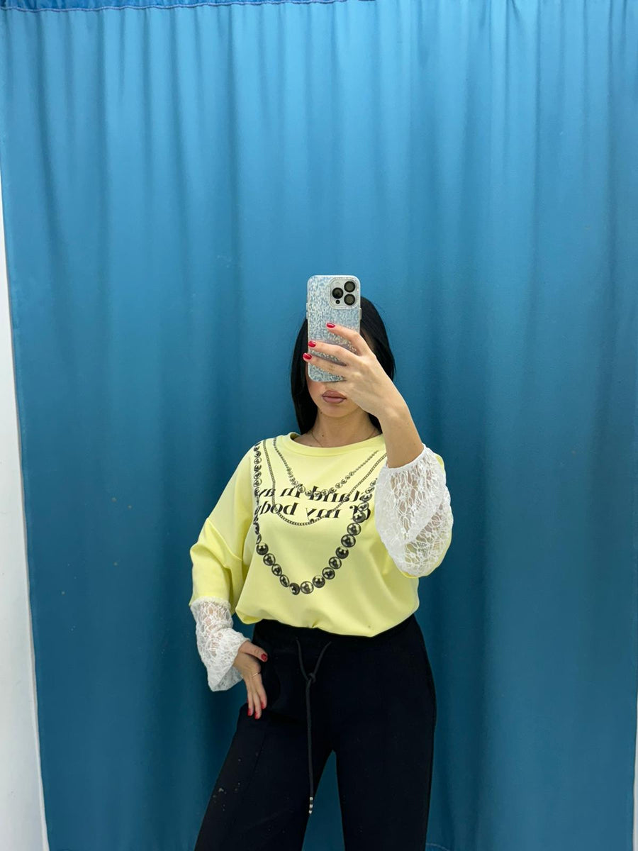 T-shirt con manica ricamata 8096