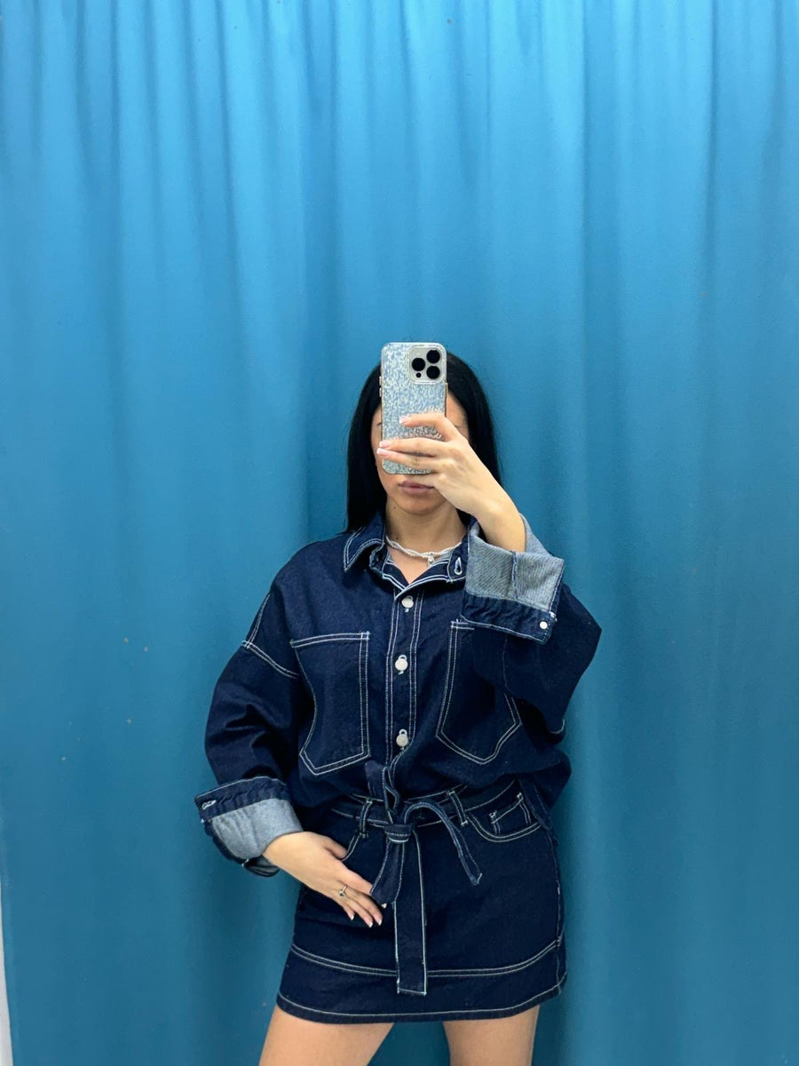 Coordinato camicia e gonna denim
