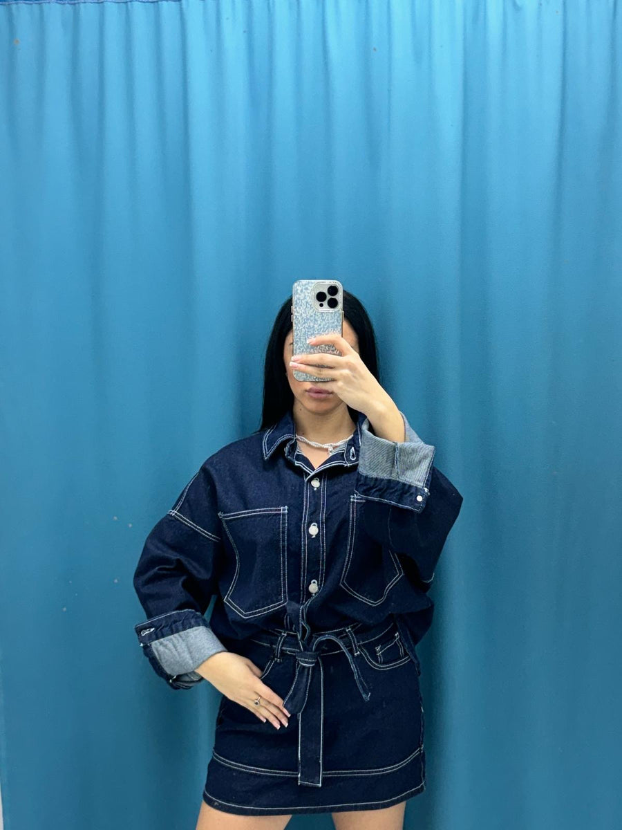 Coordinato camicia e gonna denim