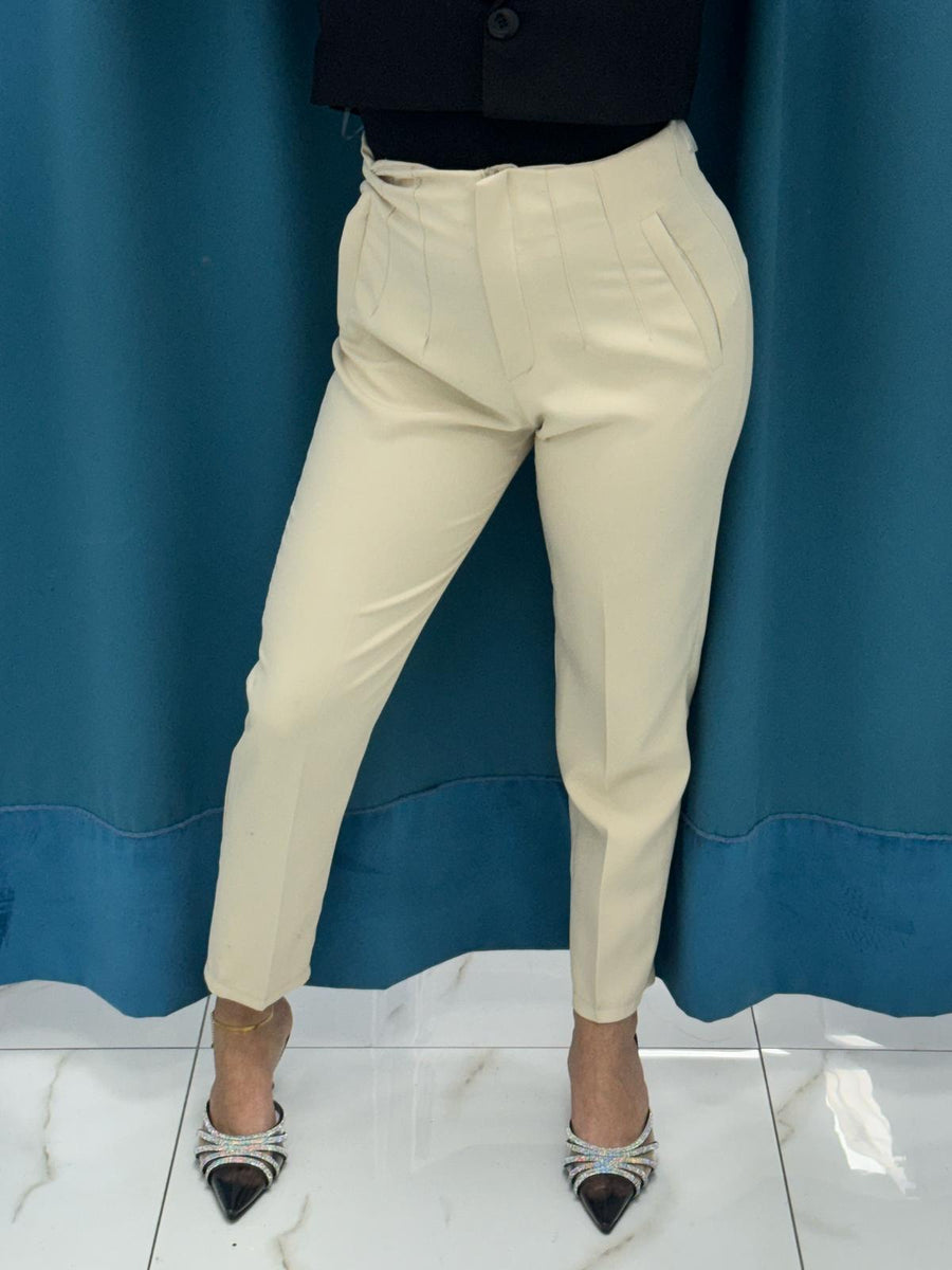Pantalone slim fit beige 8870