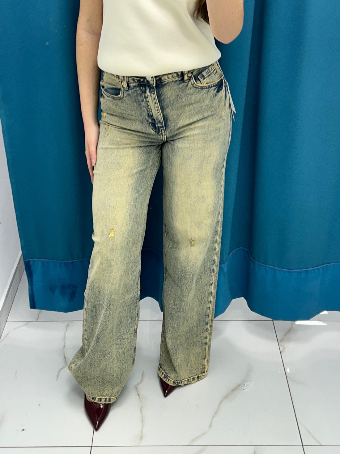 Jeans sabbiato wide leg 3158