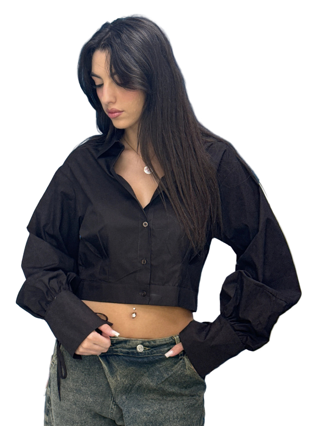 Camicia Cropped "Chloe Tie"-065