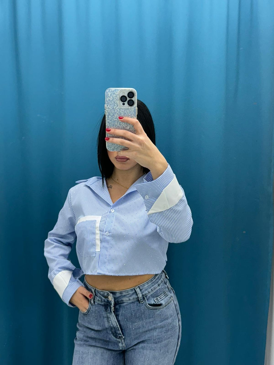 Camicia crop con brillantini 11342