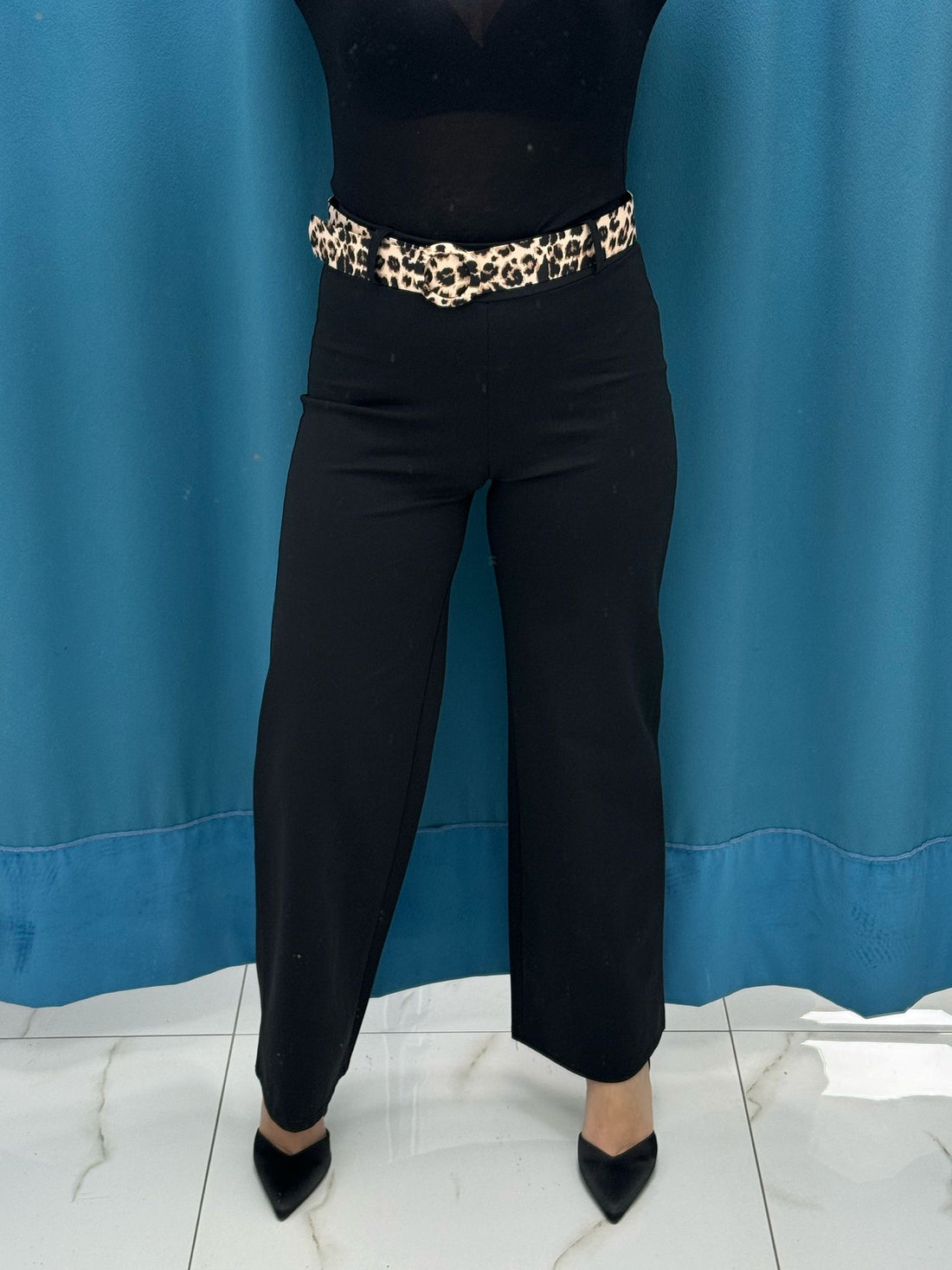 Pantalone a palazzo con cintura 5386