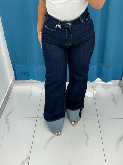 Jeans con risvolto denim scuro 3629