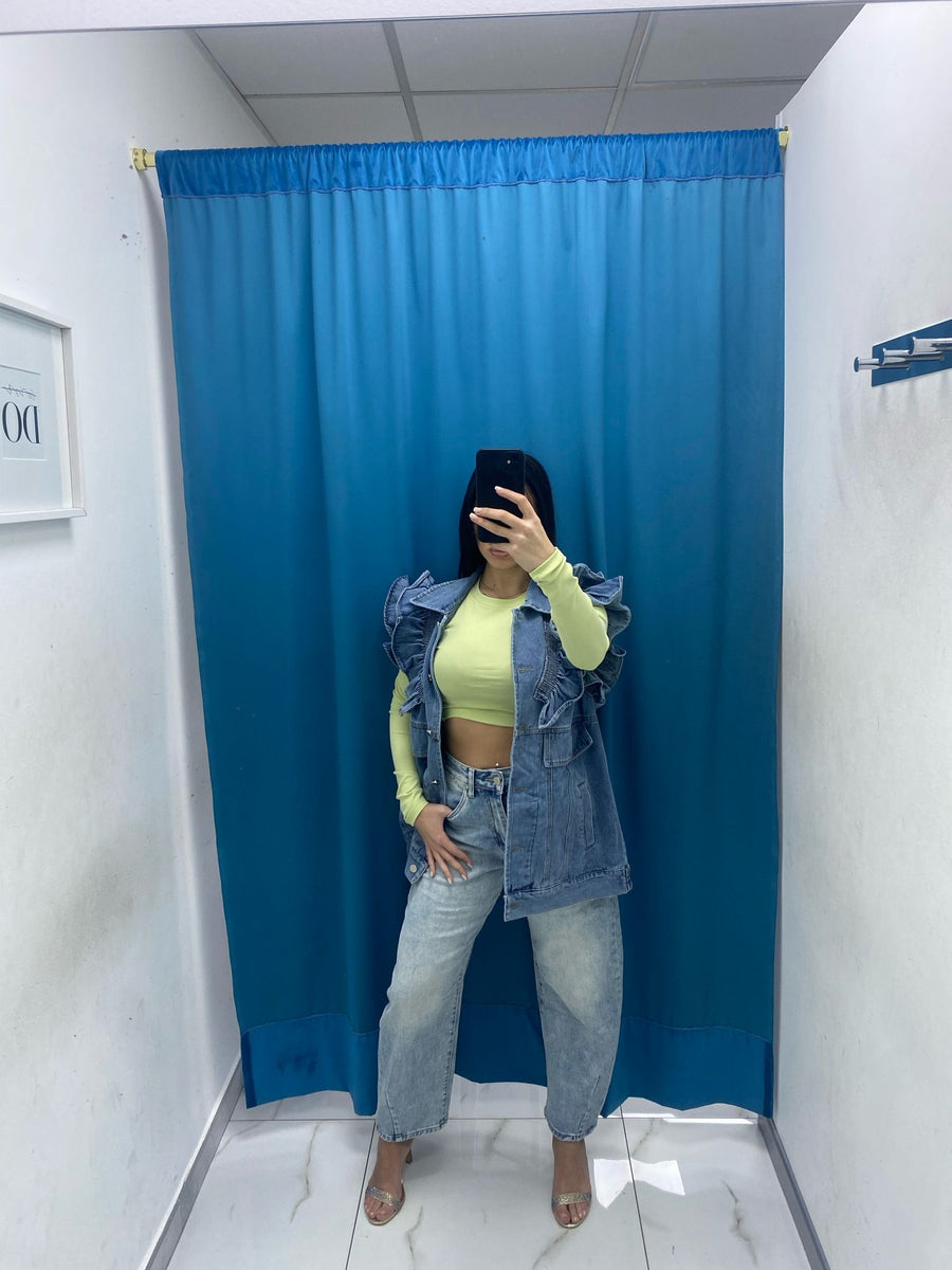 Gilet in denim con rouches 8383