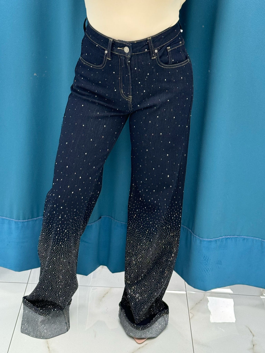 Jeans brillantini con risvolto 1315