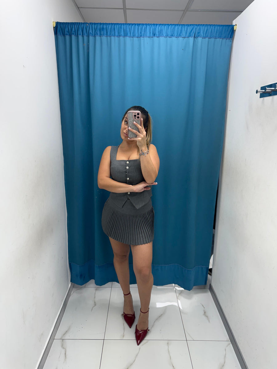 Grey Mood – Set Gilet & Skirt-3626