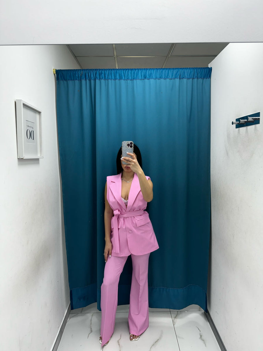 Tailleur gilet e pantalone rosa 6313